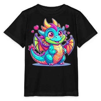 Farbenfroher Drache - Stanley/Stella Kinder T-Shirt MINI CREATOR  - Schwarz - Vorne - Mikhail (115cm)