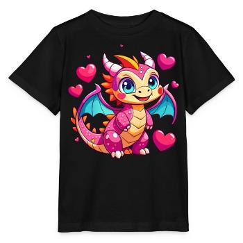 Farbenfroher Drache - Stanley/Stella Kinder T-Shirt MINI CREATOR  - Schwarz - Vorne - Mikhail (115cm)