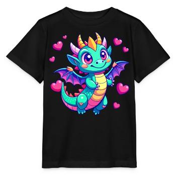 Farbenfroher Drache - Stanley/Stella Kinder T-Shirt MINI CREATOR  - Schwarz - Vorne - Mikhail (115cm)