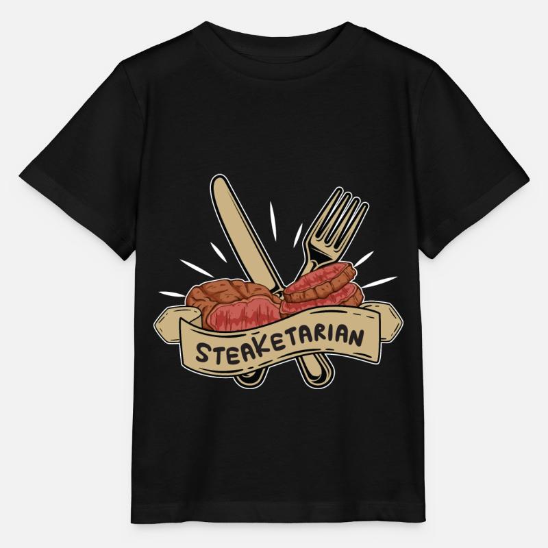 Steakatarian Steak Lover Anti Vegan - T-shirt bio MINI CREATOR Stanley/Stella Enfant - noir