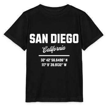 Koordinaten Von San Diego Kalifornien - Stanley/Stella Kinder T-Shirt MINI CREATOR  - Schwarz - Vorne - Mikhail (115cm)