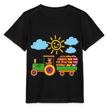 Teddy apporte des bonbons avec le tracteur - T-shirt bio MINI CREATOR Stanley/Stella Enfant - noir - Devant - Mikhail (115cm)