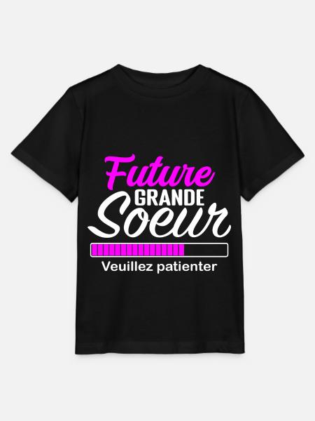 Grande Sœur Annonce Grossesse, Future Grande Sœur - T-shirt bio MINI CREATOR Stanley/Stella Enfant - noir