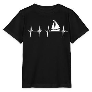Segelboot Heartbeat Segelboot - Stanley/Stella Kinder T-Shirt MINI CREATOR  - Schwarz - Vorne - Mikhail (115cm)