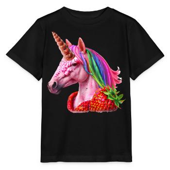 Jordbær enhjørning Design - Stanley/Stella T-shirt MINI CREATOR til børn - sort - Foran - Mikhail (115cm)