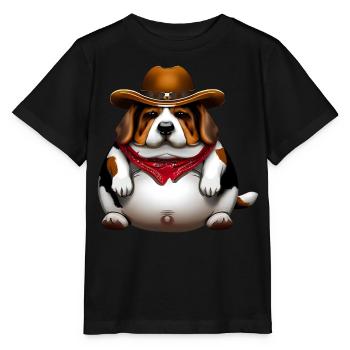 Gros Beagle Cowboy - T-shirt bio MINI CREATOR Stanley/Stella Enfant - noir - Devant - Mikhail (115cm)