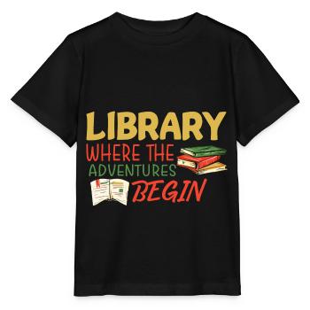 Library Adventure - Stanley/Stella MINI CREATOR Kids’ T-Shirt - black - Front - Mikhail (115cm)