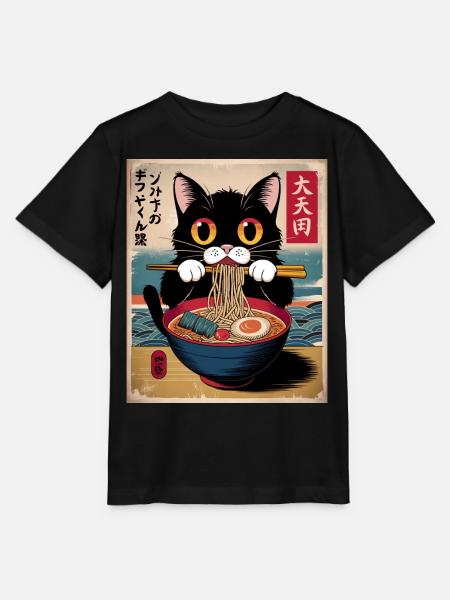 Kawaii Katze Ramen Nudeln Anime Katze - Stanley/Stella Kinder T-Shirt MINI CREATOR - Schwarz