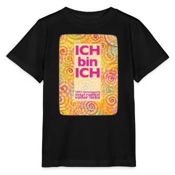 Regenbogen Spiralen Ich bin Ich - Sonja Ariel - Stanley/Stella Kinder T-Shirt MINI CREATOR  - Schwarz - Vorne - Mikhail (115cm)
