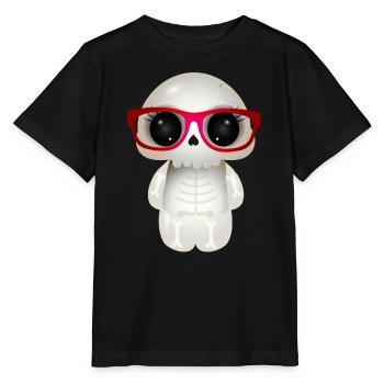cute skull with red nerd glasses - Stanley/Stella MINI CREATOR Kids’ T-Shirt - black - Front - Mikhail (115cm)