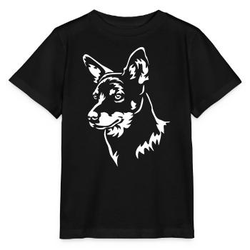 Lancashire Heeler Kopf "Black Edition" - Stanley/Stella Kinder T-Shirt MINI CREATOR  - Schwarz - Vorne - Mikhail (115cm)
