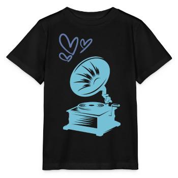 Musique Gramophone Rétro - T-shirt bio MINI CREATOR Stanley/Stella Enfant - noir - Devant - Mikhail (115cm)