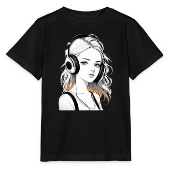 Musik Frau Mädchen Kopfhoerer Rave Geschenkidee - Stanley/Stella Kinder T-Shirt MINI CREATOR  - Schwarz - Vorne - Mikhail (115cm)