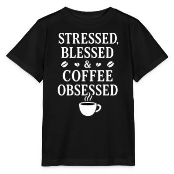 Coffee Obsessed - Stanley/Stella MINI CREATOR Kids’ T-Shirt - black - Front - Mikhail (115cm)