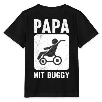Werdender Vater PAPA MIT BUGGY Lustiges - Stanley/Stella Kinder T-Shirt MINI CREATOR  - Schwarz - Vorne - Mikhail (115cm)
