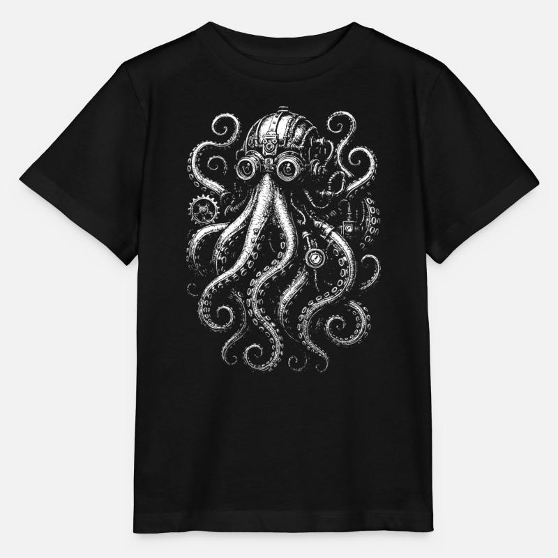 Design Steampunk Octopus - T-shirt bio MINI CREATOR Stanley/Stella Enfant - noir