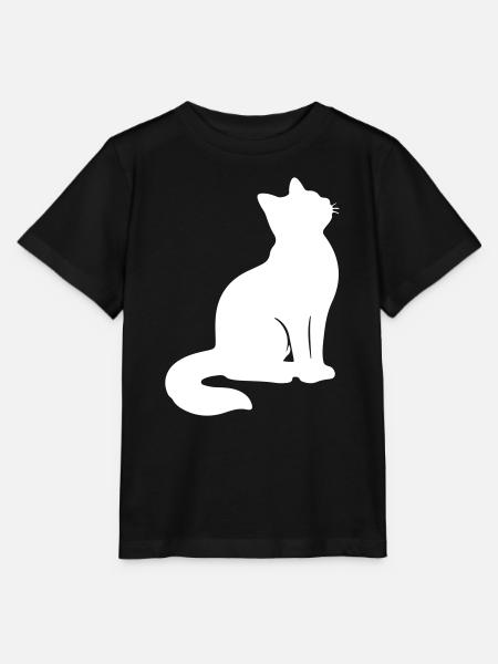 Sitzende Katze Silhouette Weiß - Stanley/Stella Kinder T-Shirt MINI CREATOR - Schwarz