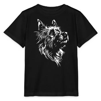 Silhouette de chien Australian Terrier Saules - T-shirt bio MINI CREATOR Stanley/Stella Enfant - noir - Devant - Mikhail (115cm)