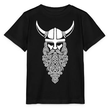 Viking Chief Braided Beard Mascot Norse Helmet - Stanley/Stella MINI CREATOR Kids’ T-Shirt - black - Front - Mikhail (115cm)