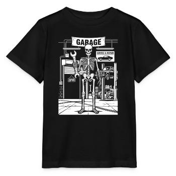 Skelett in der Werkstatt - Stanley/Stella Kinder T-Shirt MINI CREATOR  - Schwarz - Vorne - Mikhail (115cm)