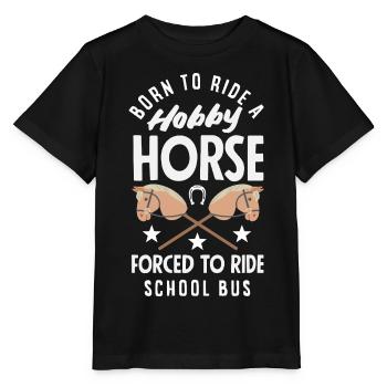 Hobby Horse School Bus Reiten - Stanley/Stella Kinder T-Shirt MINI CREATOR  - Schwarz - Vorne - Mikhail (115cm)