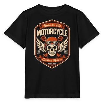Schädelhelm Ride or Die Patch - Stanley/Stella Kinder T-Shirt MINI CREATOR  - Schwarz - Vorne - Mikhail (115cm)