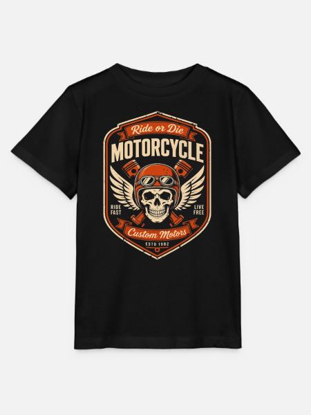 Schädelhelm Ride or Die Patch - Stanley/Stella Kinder T-Shirt MINI CREATOR - Schwarz