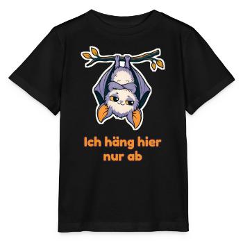 Ich häng hier nur ab – Fledermaus kopfüber - Stanley/Stella Kinder T-Shirt MINI CREATOR  - Schwarz - Vorne - Mikhail (115cm)
