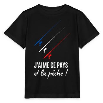 J aime ce pays et la pêche - T-shirt bio MINI CREATOR Stanley/Stella Enfant - noir - Devant - Mikhail (115cm)