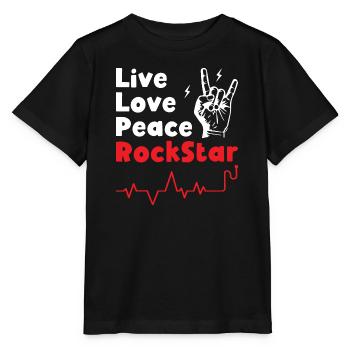 Live Love Peace Rockstars - Stanley/Stella Kinder T-Shirt MINI CREATOR  - Schwarz - Vorne - Mikhail (115cm)