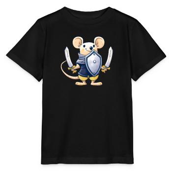 Mignon souris Kawaii Sword Shield Knight - T-shirt bio MINI CREATOR Stanley/Stella Enfant - noir - Devant - Mikhail (115cm)