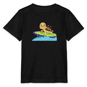 Schildkröte auf surfbrett - Stanley/Stella Kinder T-Shirt MINI CREATOR  - Schwarz - Vorne - Mikhail (115cm)