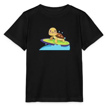 Schildkröte auf surfbrett - Stanley/Stella Kinder T-Shirt MINI CREATOR  - Schwarz - Vorne - Mikhail (115cm)