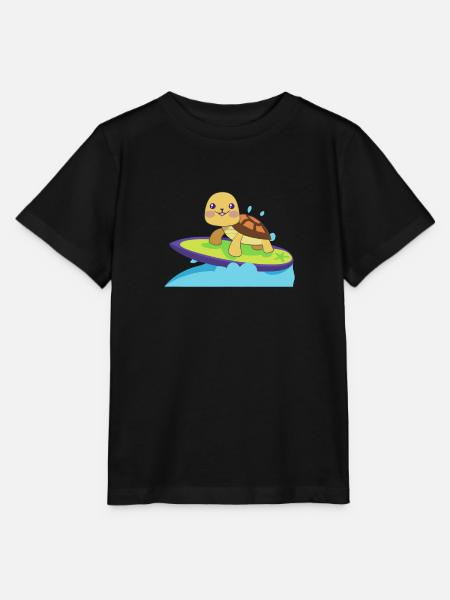 Schildkröte auf surfbrett - Stanley/Stella Kinder T-Shirt MINI CREATOR  - Schwarz