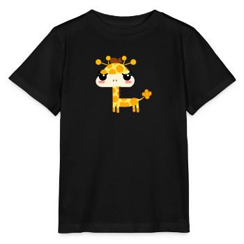 Mignonne girafe kawaii - T-shirt bio MINI CREATOR Stanley/Stella Enfant - noir - Devant - Mikhail (115cm)