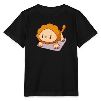 Löwe Liegestütze Kawaii Anstrengend Stark - Stanley/Stella Kinder T-Shirt MINI CREATOR  - Schwarz - Vorne - Mikhail (115cm)