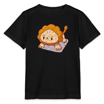 Löwe Liegestütze Kawaii Anstrengend Stark - Stanley/Stella Kinder T-Shirt MINI CREATOR  - Schwarz - Vorne - Mikhail (115cm)