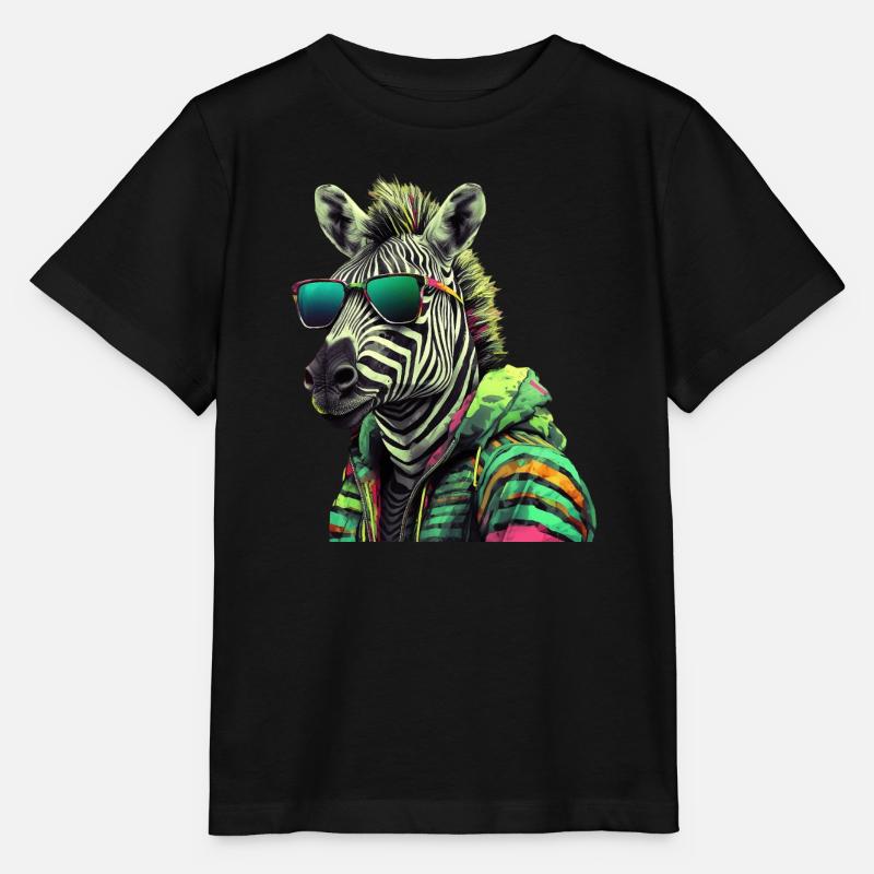 Zebra mit Sonnenbrille Bunt Coole Zebras Afrika - Stanley/Stella Kinder T-Shirt MINI CREATOR  - Schwarz
