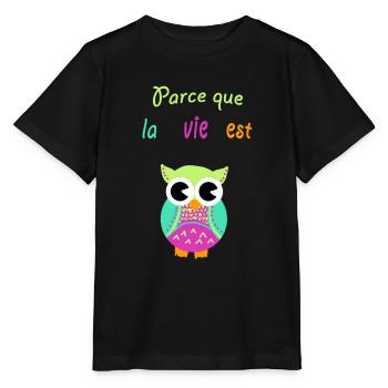 chouette - T-shirt bio MINI CREATOR Stanley/Stella Enfant - noir - Devant - Mikhail (115cm)
