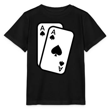 Karten Pik Ass Spielkarten Poker - Stanley/Stella Kinder T-Shirt MINI CREATOR  - Schwarz - Vorne - Mikhail (115cm)