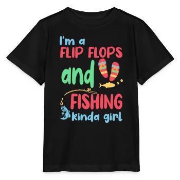 Ich bin ein Flip Flop und Fischer Mädchen - Stanley/Stella Kinder T-Shirt MINI CREATOR  - Schwarz - Vorne - Mikhail (115cm)