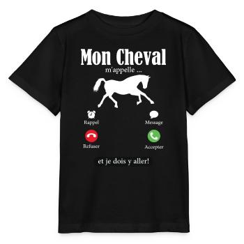 Humour Cheval Cadeau Anniversaire Equitatio - T-shirt bio MINI CREATOR Stanley/Stella Enfant - noir - Devant - Mikhail (115cm)
