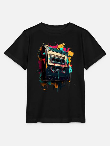 Retro Mixtape - Stanley/Stella Kinder T-Shirt MINI CREATOR - Schwarz