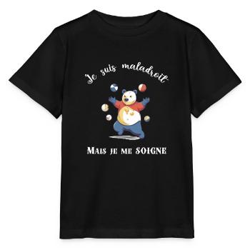 Je suis maladroit - T-shirt bio MINI CREATOR Stanley/Stella Enfant - noir - Devant - Mikhail (115cm)
