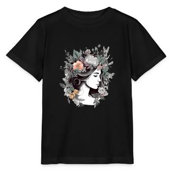 Flowery woman - Stanley/Stella MINI CREATOR Kids’ T-Shirt - black - Front - Mikhail (115cm)