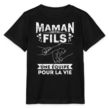 Maman et Fils une equipe Cadeau Fête Des Mères - T-shirt bio MINI CREATOR Stanley/Stella Enfant - noir - Devant - Mikhail (115cm)