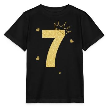 Goldene Krone zum 7-jährigen Jubiläum - Stanley/Stella Kinder T-Shirt MINI CREATOR  - Schwarz - Vorne - Mikhail (115cm)