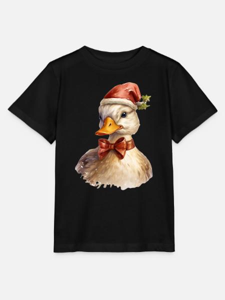 Ente mit Weihnachtsmütze, T-Shirt, Tasse - Stanley/Stella Kinder T-Shirt MINI CREATOR - Schwarz
