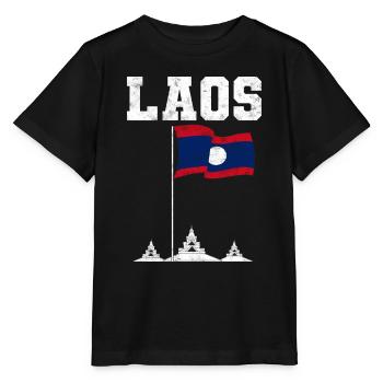 Laos Lao Laotien drapeau Temple Lao I cadeau - T-shirt bio MINI CREATOR Stanley/Stella Enfant - noir - Devant - Mikhail (115cm)