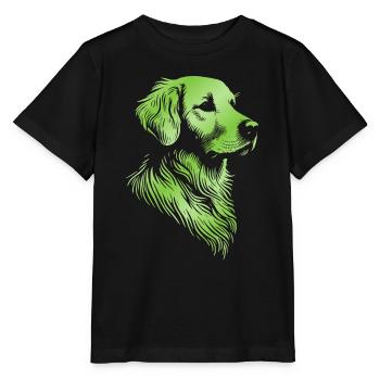 Golden Retriever Zeichnung Kopf grün - Stanley/Stella Kinder T-Shirt MINI CREATOR  - Schwarz - Vorne - Mikhail (115cm)